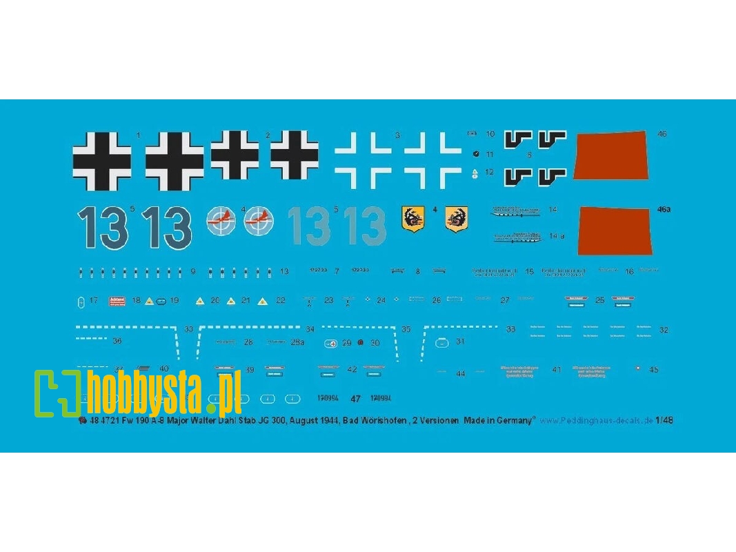 Focke Wulf Fw 190 A-8 - Major Walter Dahl Stab Jg 300 , August 1944 Bad Wörishofen , 2 Versionen - image 1