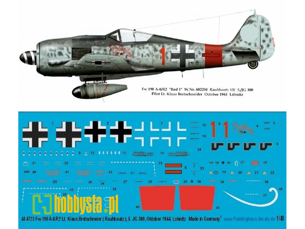 Focke Wulf Fw 190 A-8 / R2 - Lt. Klaus Bretschneier ( Rauhbautz) , 5. Jg 300, Oktober 1944, Löbnitz - image 1