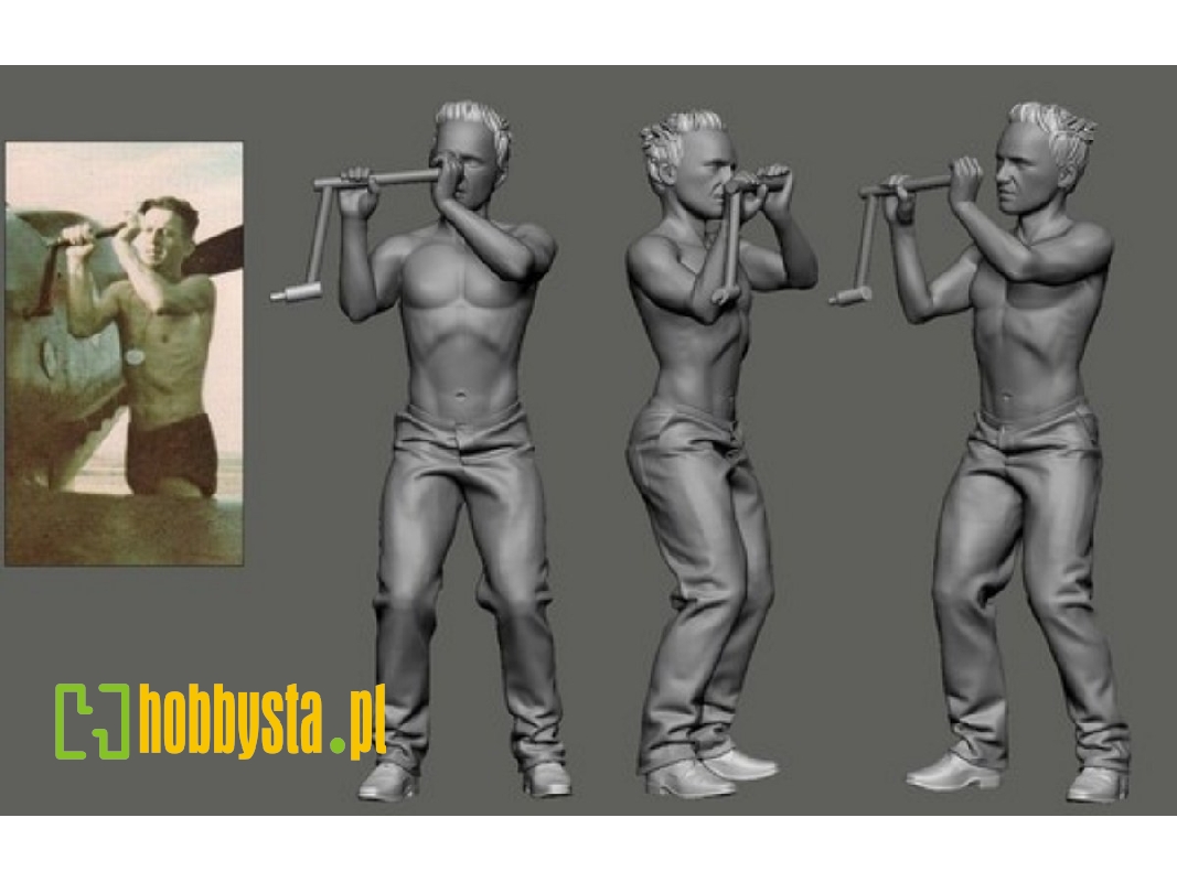 German Wwii Luftwaffe Ground Crew - Crank Bf-109 - image 1