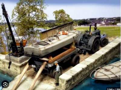 1 Lanz Tractor - 1 Trailer - 1 Command Boat - 1 Tractor Driver And 3 Soldiers - image 1