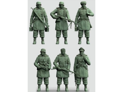 German Wwii Totenkopf Division Soldiers - Standing Russia / Winter (6 Figures) - image 1
