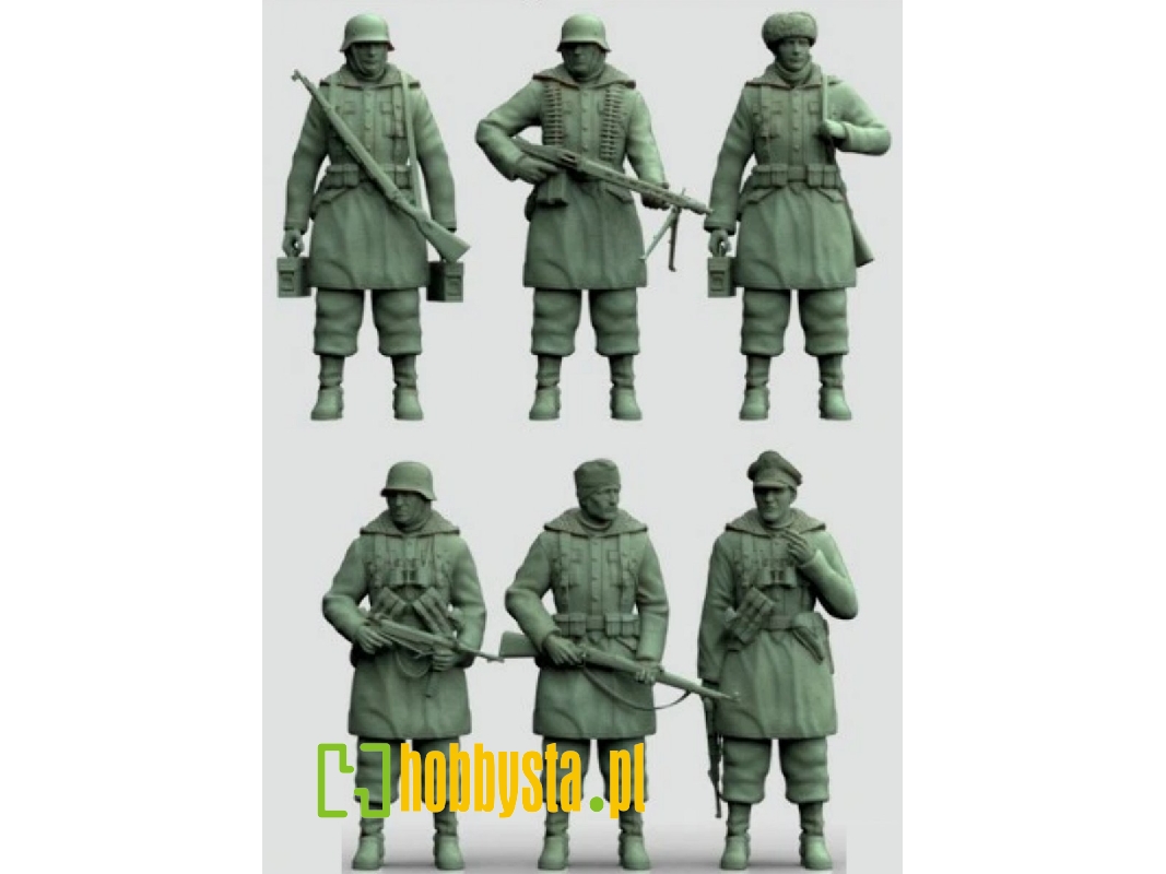 German Wwii Totenkopf Division Soldiers - Standing Russia / Winter (6 Figures) - image 1