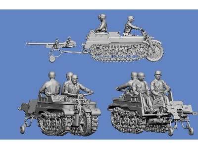 German Wwii Fallschirmjaeger With Kettenkrad And 2,8cm Panzerbuchse (3 Figures) - image 1