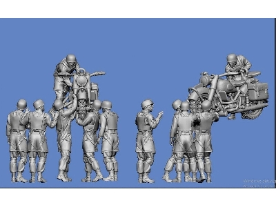 German Wwii Paratroopers Unloading Bmw Motorcycle (6 Figures) - image 1