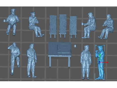 German Wwii Mechanics At Rest (8 Figures / 3d-printed) - image 1