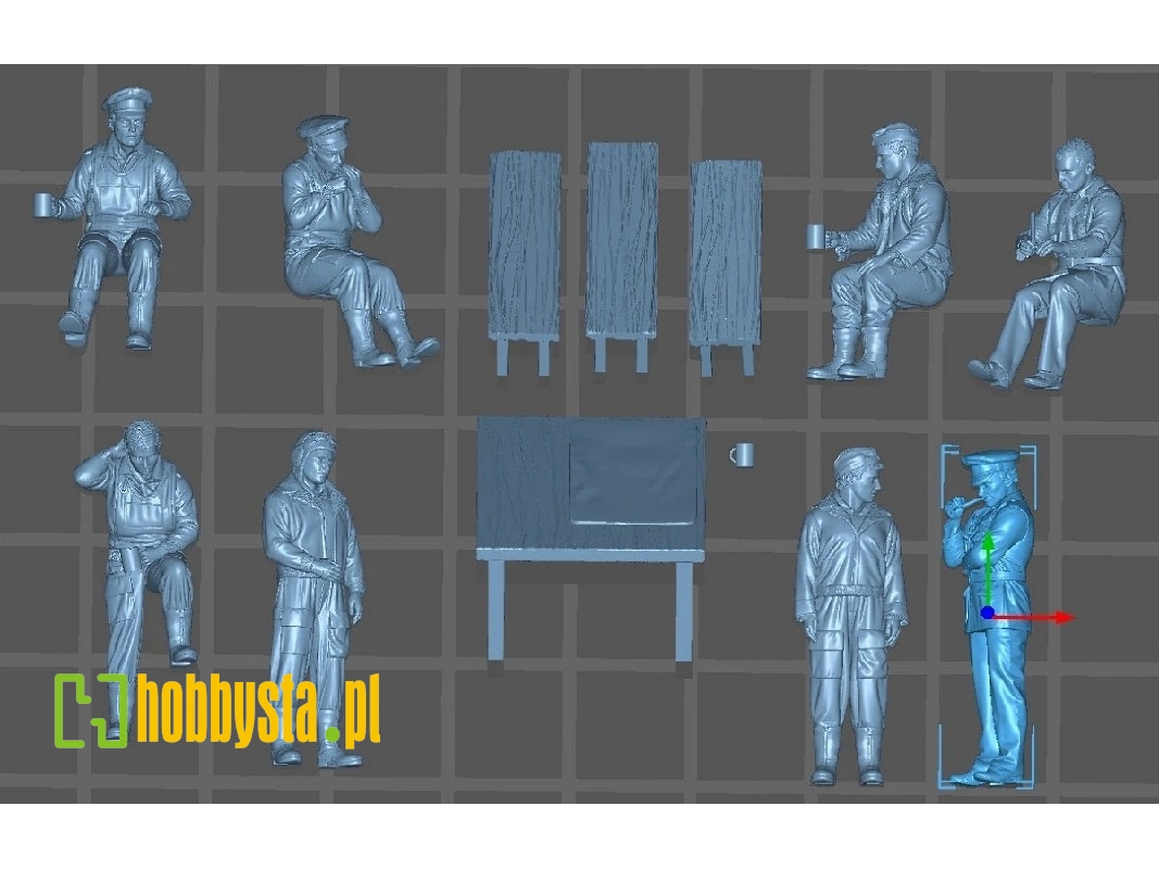 German Wwii Mechanics At Rest (8 Figures / 3d-printed) - image 1