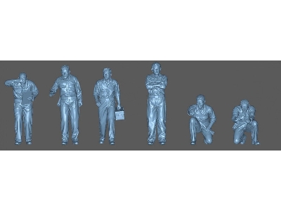 German Luftwaffe Mechanics (6 Figures / 3d-printed) - image 1