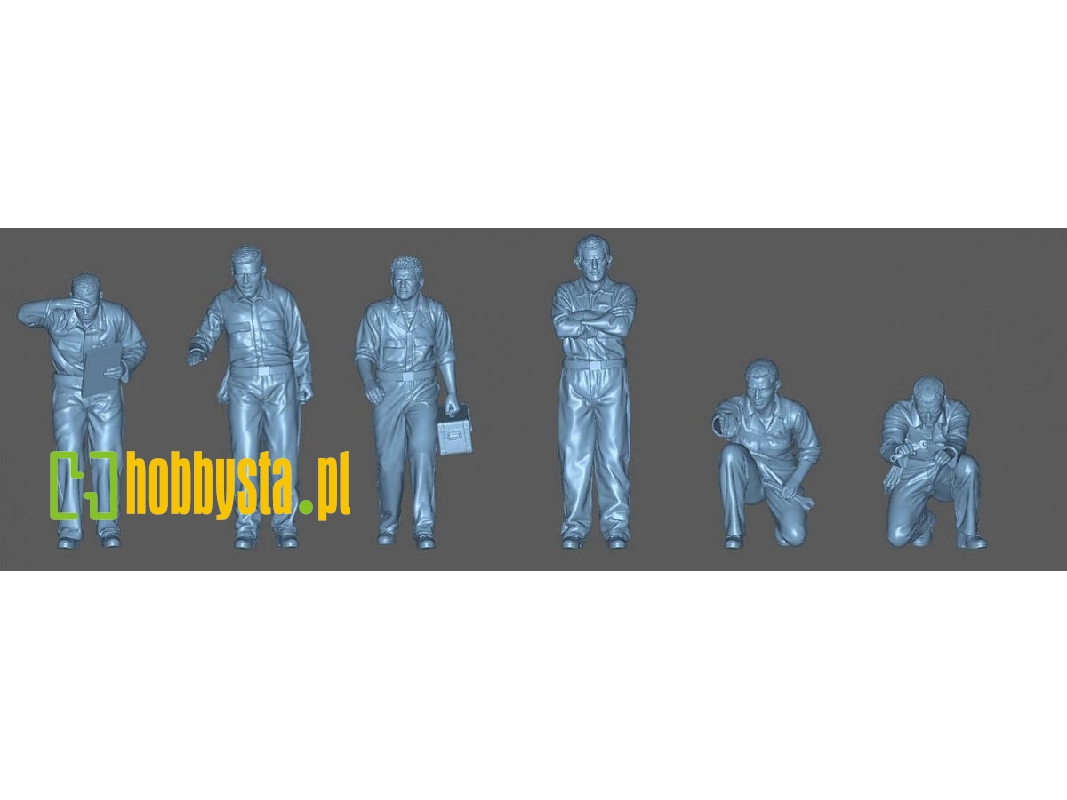 German Luftwaffe Mechanics (6 Figures / 3d-printed) - image 1