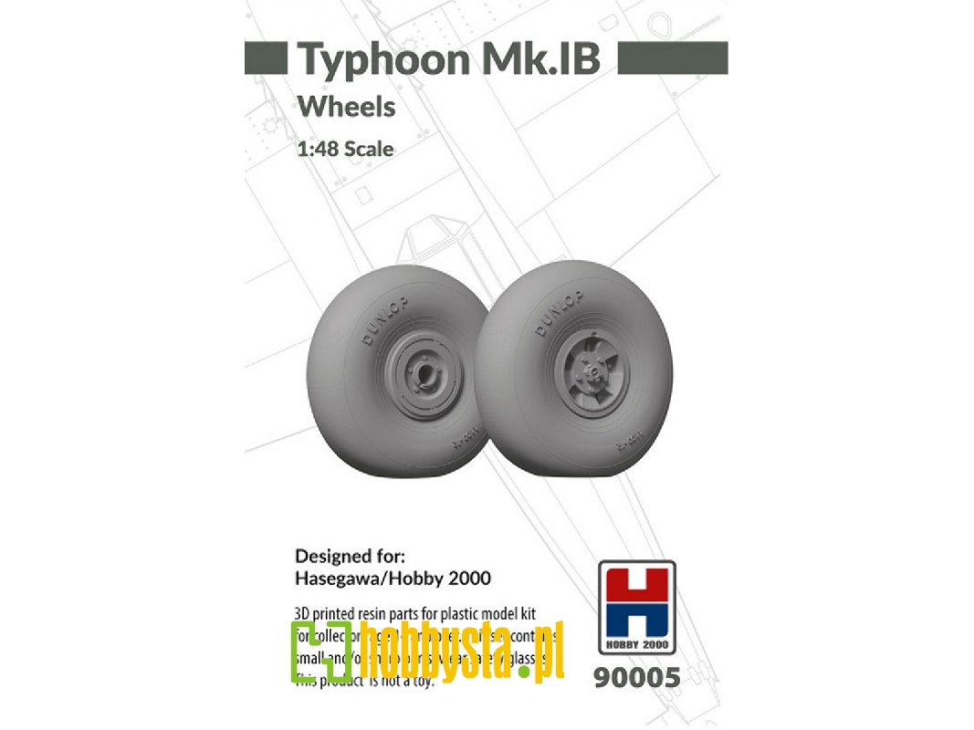 Hawker Typhoon Mk. Ib - Weighted Wheels (For Hasegawa And Hobby 2000 Kits / 3d-printed) - image 1