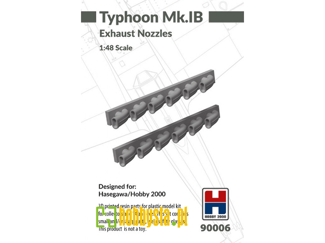 Hawker Typhoon Mk. Ib - Exhaust Nozzles (For Hasegawa And Hobby 2000 Kits / 3d-printed) - image 1