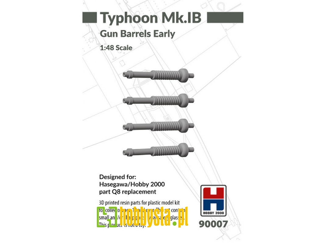 Hawker Typhoon Mk. Ib - Gun Barrels Early (For Hasegawa And Hobby 2000 Kits / 3d-printed) - image 1