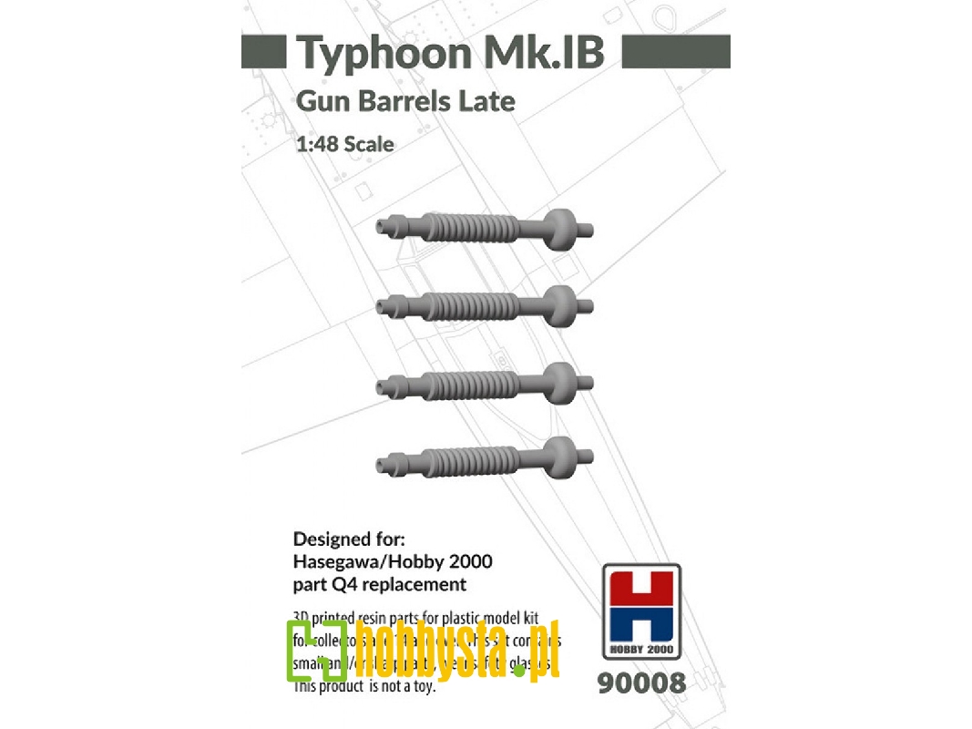 Hawker Typhoon Mk. Ib - Gun Barrels Late (For Hasegawa And Hobby 2000 Kits / 3d-printed) - image 1