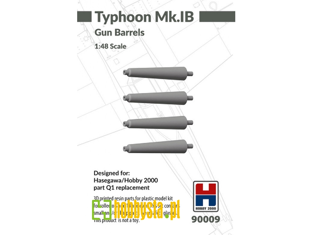 Hawker Typhoon Mk. Ib - Gun Barrels (For Hasegawa And Hobby 2000 Kits / 3d-printed) - image 1