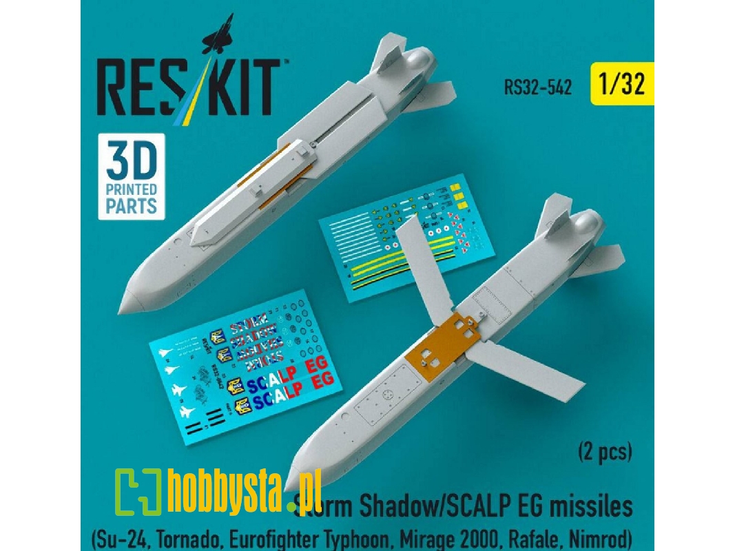Storm Shadow/Scalp Eg Missiles For Su-24, Tornado, Eurofighter Typhoon, Mirage 2000, Rafale, Nimrod (2 Pcs / 3d Printed) - image