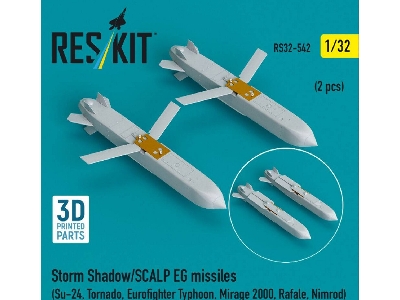 Storm Shadow/Scalp Eg Missiles For Su-24, Tornado, Eurofighter Typhoon, Mirage 2000, Rafale, Nimrod (2 Pcs / 3d Printed) - image