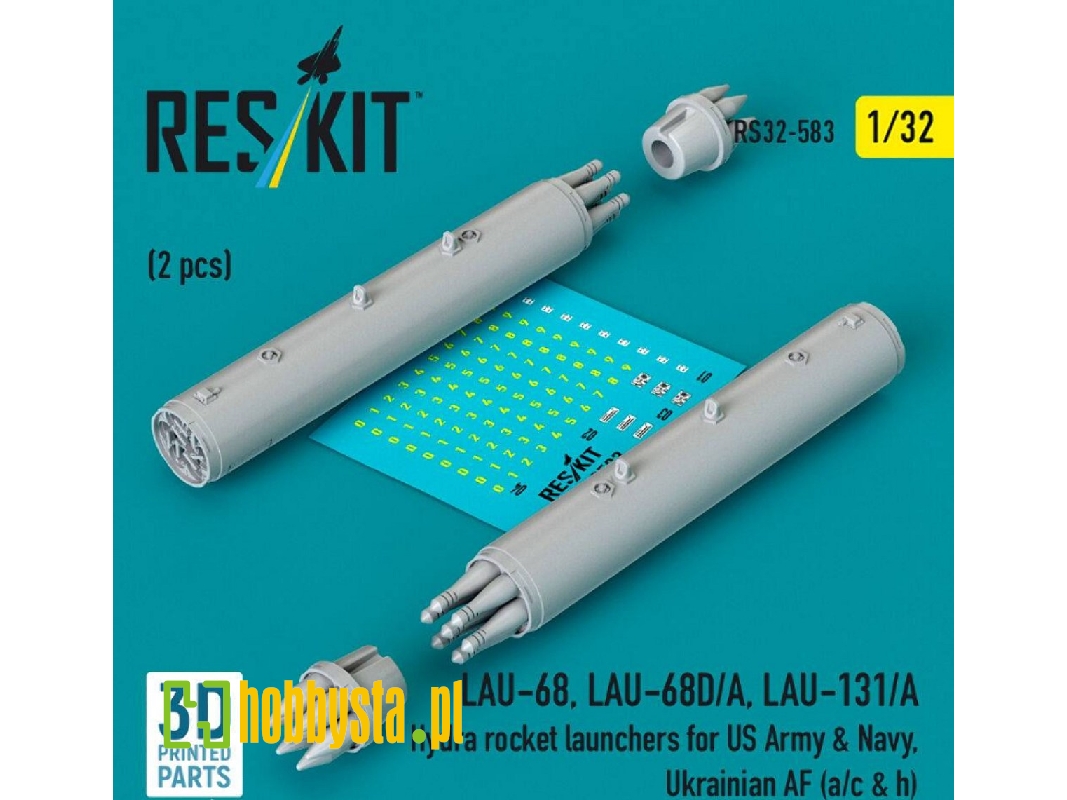 Lau-68 / Lau-68d/A And Lau-131/A Hydra Rocket Launchers For Us Army & Navy, Ukrainian Af (A/C & H) (2 Pcs / 3d Printed) - image 