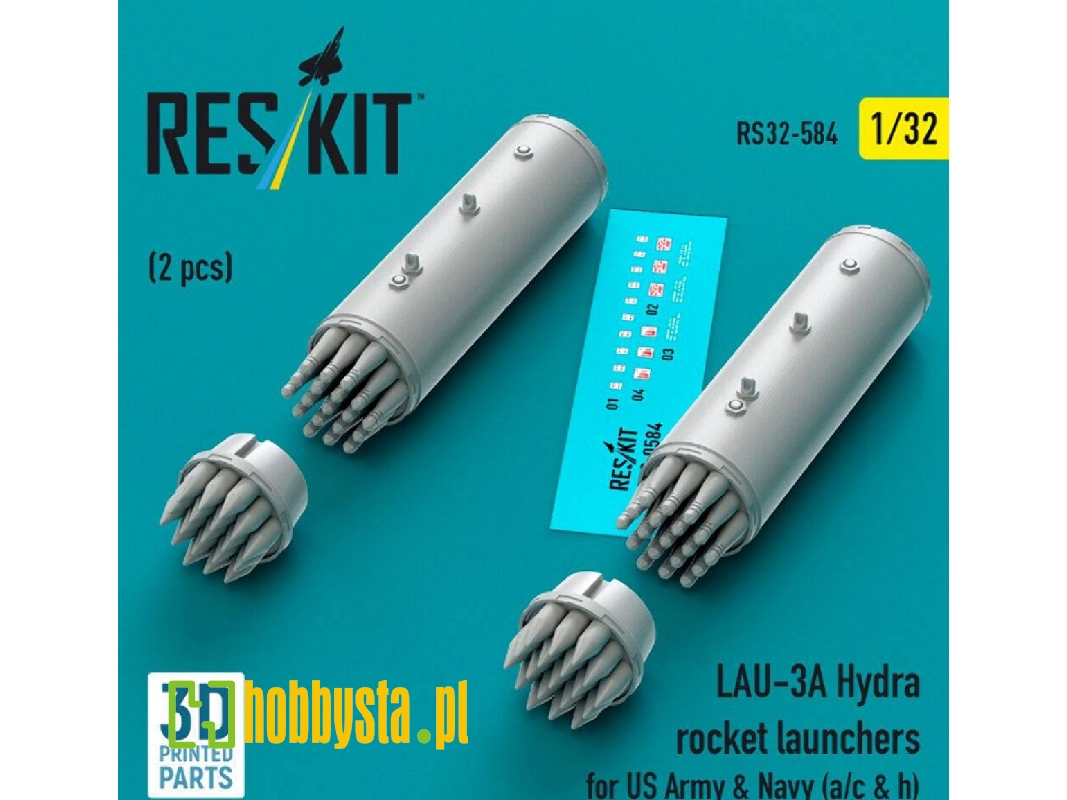 Lau-3 A Hydra Rocket Launchers For Us Army & Navy (A/C & H) (2 Pcs / 3d Printed) - image 1
