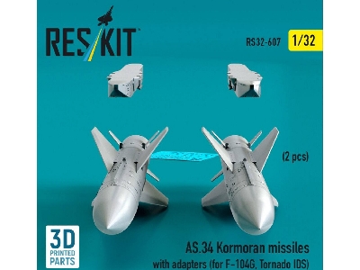 As.34 Kormoran Missiles With Adapters For F-104 G And Tornado Ids (2 Pcs / 3d-printed) - image 1