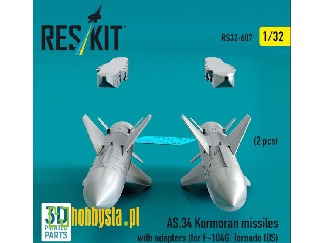 As.34 Kormoran Missiles With Adapters For F-104 G And Tornado Ids (2 Pcs / 3d-printed) - image 1