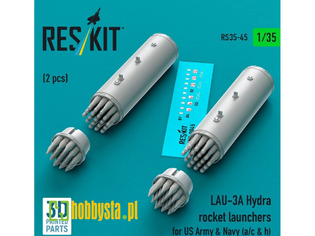 Lau-3 A Hydra Rocket Launchers For Us Army & Navy (A/C & H) (2 Pcs / 3d Printed) - image 1