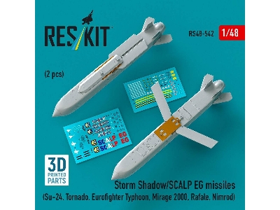 Storm Shadow/Scalp Eg Missiles For Su-24, Tornado, Eurofighter Typhoon, Mirage 2000, Rafale, Nimrod (2 Pcs / 3d Printed) - image