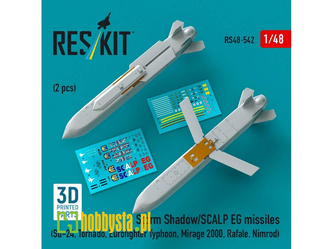 Storm Shadow/Scalp Eg Missiles For Su-24, Tornado, Eurofighter Typhoon, Mirage 2000, Rafale, Nimrod (2 Pcs / 3d Printed) - image