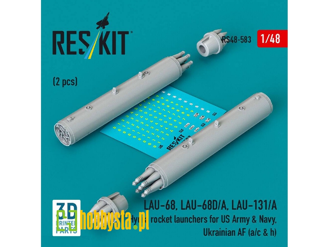 Lau-68 / Lau-68d/A And Lau-131/A Hydra Rocket Launchers For Us Army & Navy, Ukrainian Af (A/C & H) (2 Pcs / 3d Printed) - image 