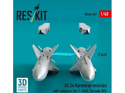 As.34 Kormoran Missiles With Adapters For F-104 G And Tornado Ids (2 Pcs / 3d-printed) - image 1