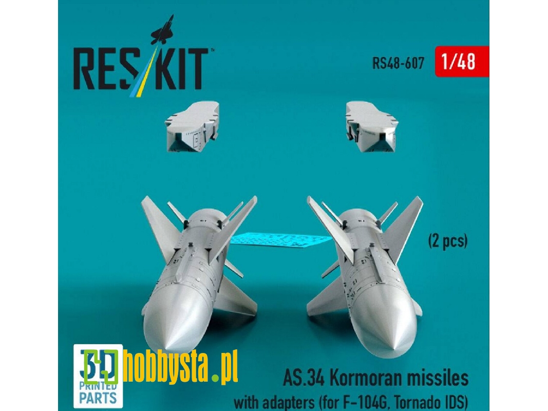 As.34 Kormoran Missiles With Adapters For F-104 G And Tornado Ids (2 Pcs / 3d-printed) - image 1