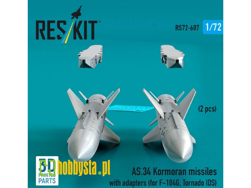 As.34 Kormoran Missiles With Adapters For F-104 G And Tornado Ids (2 Pcs / 3d-printed) - image 1