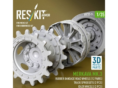 Merkava Mk.3 - 3d-printed Rubber Bandage Road Wheels (12 Pairs) / Track Sprockets (2 Pcs) And Idler Wheels (2 Pcs) (For Meng & H