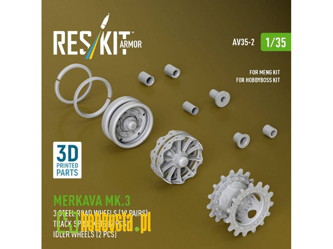 Merkava Mk.3 - 3d-printed Steel Road Wheels (12 Pairs) / Track Sprockets (2 Pcs) And Idler Wheels (2 Pcs) (For Meng & Hobby Boss
