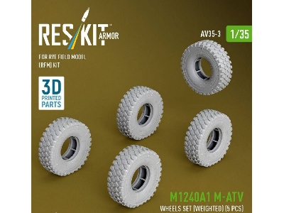 M1240a1 M-atv - 3d Printed Weighted Wheels Set (For Rye Field Model Kits / 5 Pcs) - image 1