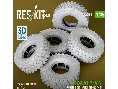 M1240a1 M-atv - 3d Printed Weighted Wheels Set (For Rye Field Model Kits / 5 Pcs) - image 3