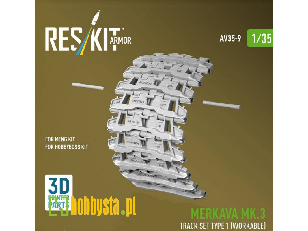 Merkava Mk.3 - 3d-printed Workable Track Set Type 1 (For Meng & Hobby Boss Kits) - image 1