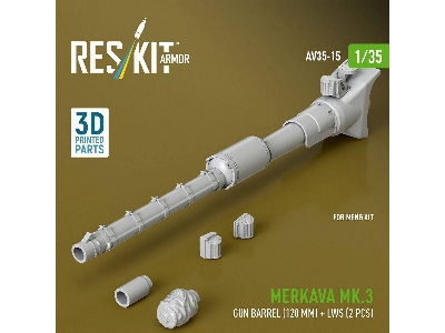 Merkava Mk.3 - Gun Barrel (120 Mm) And Lws (2 Pcs) (For Meng Kits / 3d-printed) - image 1