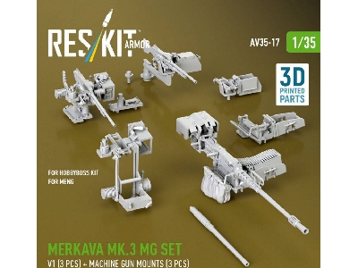 Merkava Mk.3 - Mg Set V1 (3 Pcs) And Machine Gun Mounts (3 Pcs) (For Meng & Hobbyboss Kits / 3d Printed) - image 1