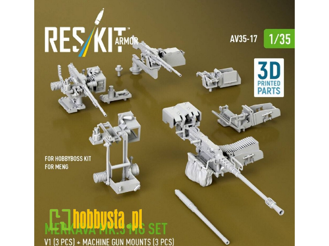 Merkava Mk.3 - Mg Set V1 (3 Pcs) And Machine Gun Mounts (3 Pcs) (For Meng & Hobbyboss Kits / 3d Printed) - image 1