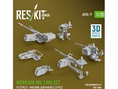 Merkava Mk.3 - Mg Set V1 (3 Pcs) And Machine Gun Mounts (3 Pcs) (For Meng & Hobbyboss Kits / 3d Printed) - image 2