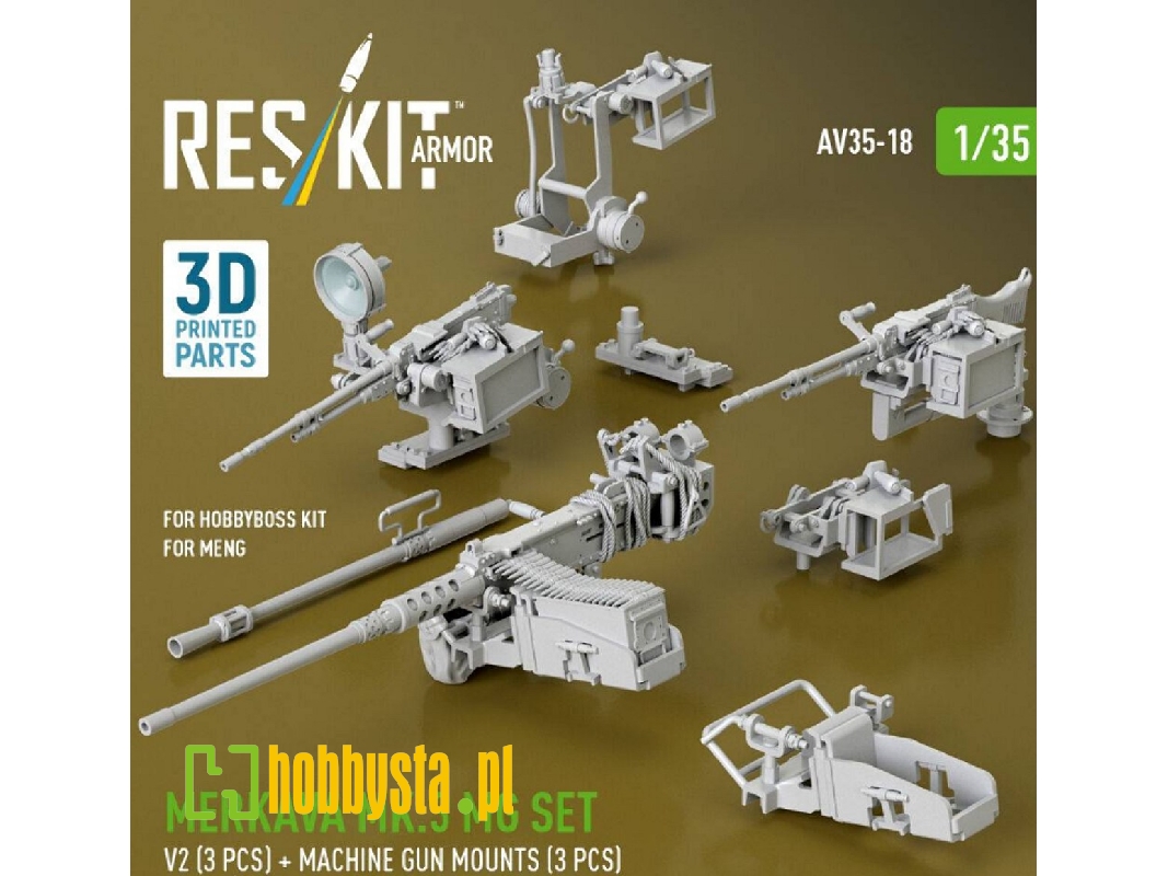 Merkava Mk.3 - Mg Set V2 (3 Pcs) And Machine Gun Mounts (3 Pcs) (For Meng & Hobbyboss Kits / 3d Printed) - image 1