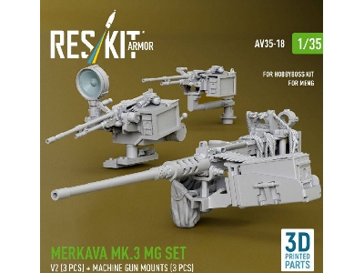 Merkava Mk.3 - Mg Set V2 (3 Pcs) And Machine Gun Mounts (3 Pcs) (For Meng & Hobbyboss Kits / 3d Printed) - image 3