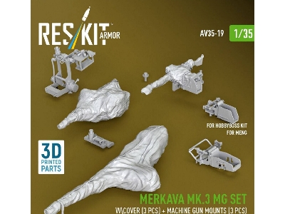 Merkava Mk.3 - Mg Set With Cover (3 Pcs) And Machine Gun Mounts (3 Pcs) (For Meng & Hobbyboss Kits / 3d Printed) - image 1