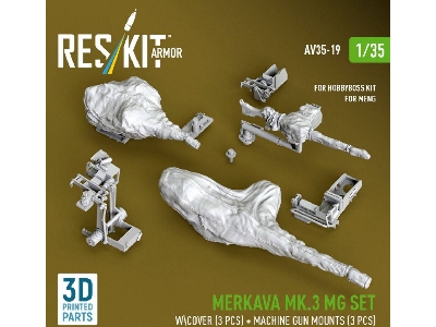 Merkava Mk.3 - Mg Set With Cover (3 Pcs) And Machine Gun Mounts (3 Pcs) (For Meng & Hobbyboss Kits / 3d Printed) - image 2