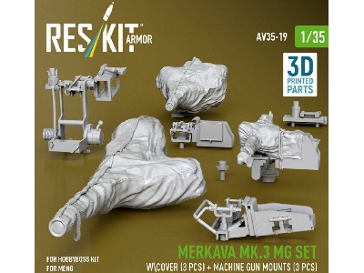 Merkava Mk.3 - Mg Set With Cover (3 Pcs) And Machine Gun Mounts (3 Pcs) (For Meng & Hobbyboss Kits / 3d Printed) - image 3