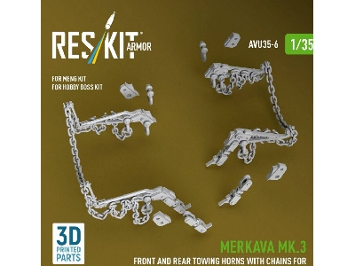 Merkava Mk.3 -  Front And Rear Towing Horns With Chains (For Meng & Hobby Boss Kits / 3d Printed) - image 1