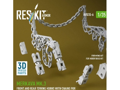 Merkava Mk.3 -  Front And Rear Towing Horns With Chains (For Meng & Hobby Boss Kits / 3d Printed) - image 2
