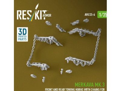 Merkava Mk.3 -  Front And Rear Towing Horns With Chains (For Meng & Hobby Boss Kits / 3d Printed) - image 3