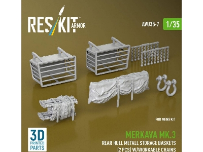 Merkava Mk.3 -  Rear Hull Metall Storage Baskets (2 Pcs) With Workable Chains (For Meng Kits / 3d-printed) - image 1