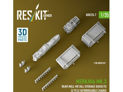 Merkava Mk.3 -  Rear Hull Metall Storage Baskets (2 Pcs) With Workable Chains (For Meng Kits / 3d-printed) - image 2