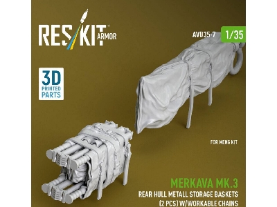 Merkava Mk.3 -  Rear Hull Metall Storage Baskets (2 Pcs) With Workable Chains (For Meng Kits / 3d-printed) - image 3